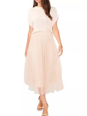 Vince Camuto Blush Pleated Midi Skirt